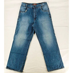 VTG Sean John Jeans Mens 36 x 31 Blue Denim Straight Hi Waist Hip Hop Y2K *FLAW